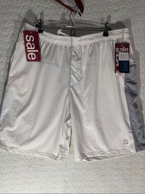 BKE White Athletic Shorts with Gray Side Panels